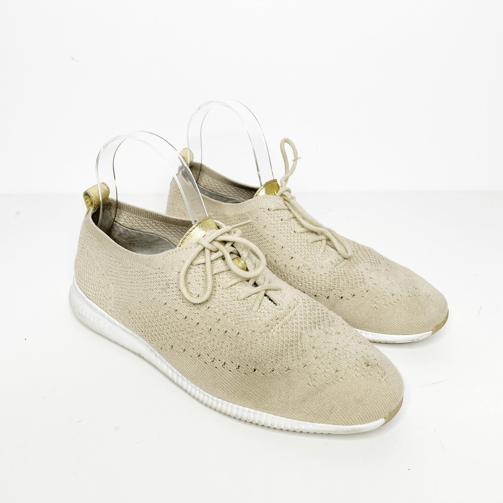 Cole Haan ZERO GRAND Wingtip Oxford Women's Rye Stitchlite Optic White US 9
